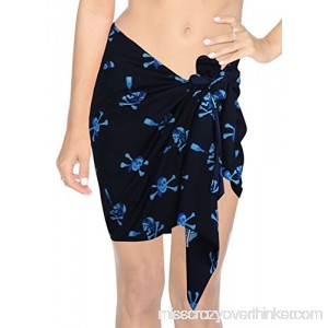 LA LEELA Women Beachwear Bikini Cover up Wrap Pareo Dress Swimwear Mini Sarong 2 Blue q68 B06X91M6VQ